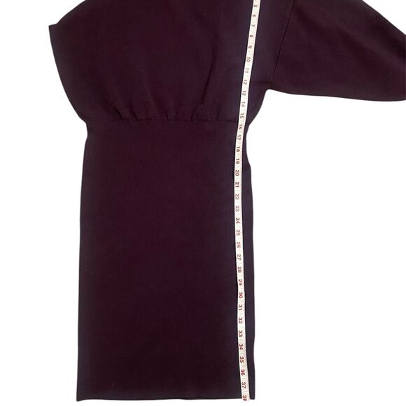 EXPRESS Deep Plum One Sleeve Fitted Above The Knee Dress - Picture 7 of 10